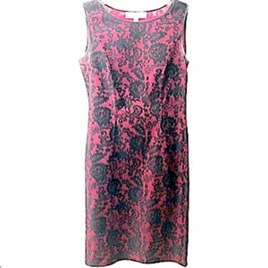 9&Co Dress Red Black Lace Formal Sheath Lined
